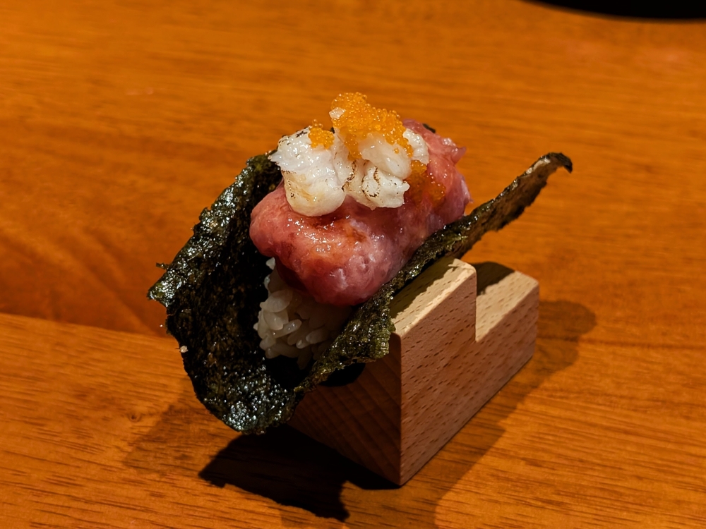 The Engawa and Tuna Sushi Taco is also offered at Kappa Kaisen Izakaya, but it’s hard to resist once you’re here. — Picture by Ethan Lau