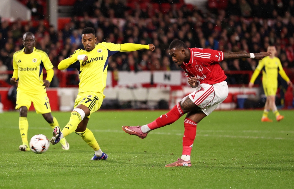 Nottingham Forest’s Callum Hudson-Odoi scores their first goal against Fenerbahce at The City Ground, Nottingham, February 26, 2026. — Reuters pic