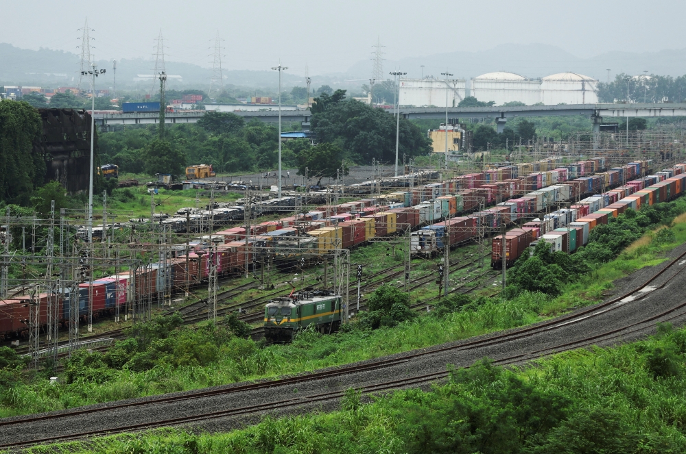 Shipping containers are stored at a railway yard in Navi Mumbai August 27, 2025. India’s economy grew at a faster pace than expected in the last three months of 2025, data showed today, driven by solid consumer spending and a new framework that calculates economic output more accurately. — Reuters pic 