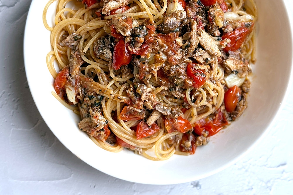 Mediterranean sardine and tomato spaghetti. — Picture by CK Lim