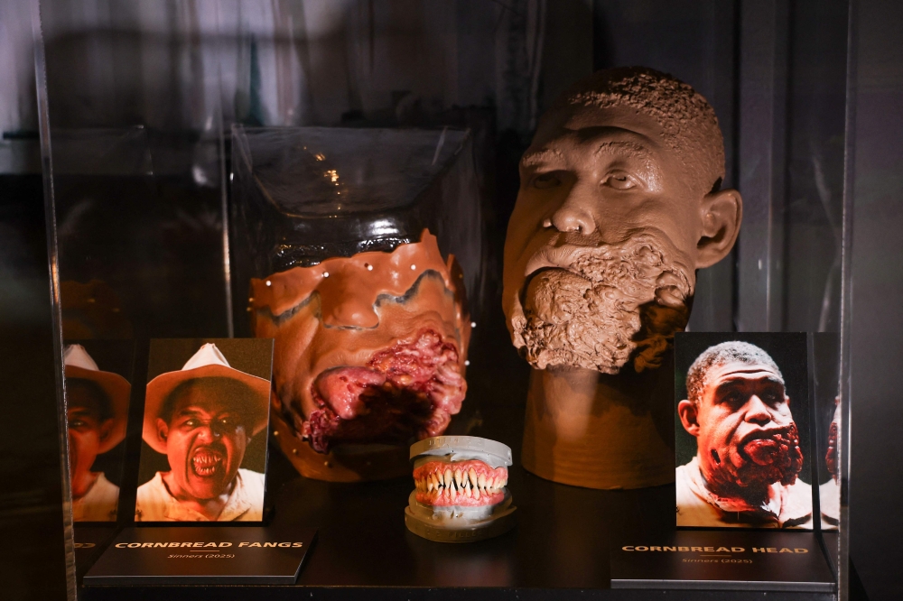 Prosthetic pieces, created by US make-up artist Mike Fontaine for the character “Cornbread” in the movie “Sinners”, are seen during an exhibition at Warner Bros. Studios in Burbank, California on February 25, 2026. — AFP pic