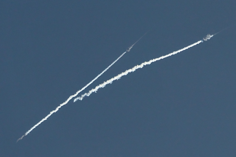 Smoke from a reported rocket interception is seen over the sky in Abu Dhabi on February 28, 2026.  — Reuters pic