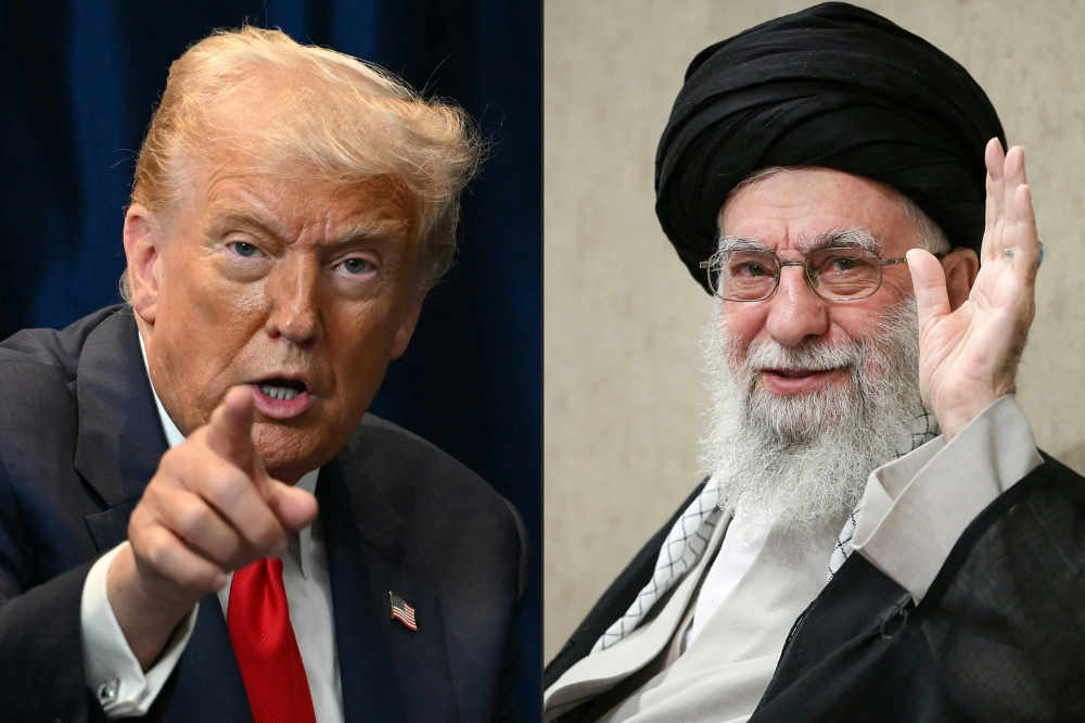 This combination of pictures created on February 20, 2026 shows US President Donald Trump nd Iran’s Supreme Leader Ayatollah Ali Khamenei. — AFP pic