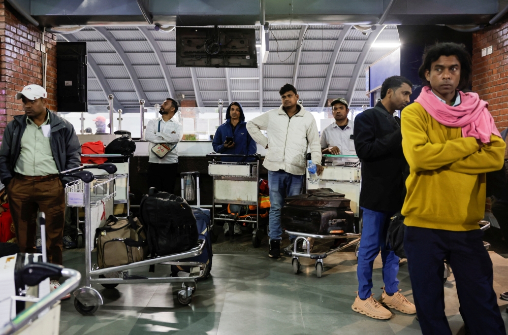 Stranded passengers wait at Tribhuvan International Airport after all evening flights to Sharjah, Doha, Dubai, Kuwait City, Abu Dhabi, and Dammam were cancelled in Kathmandu, Nepal on February 28, 2026. — Reuters pic