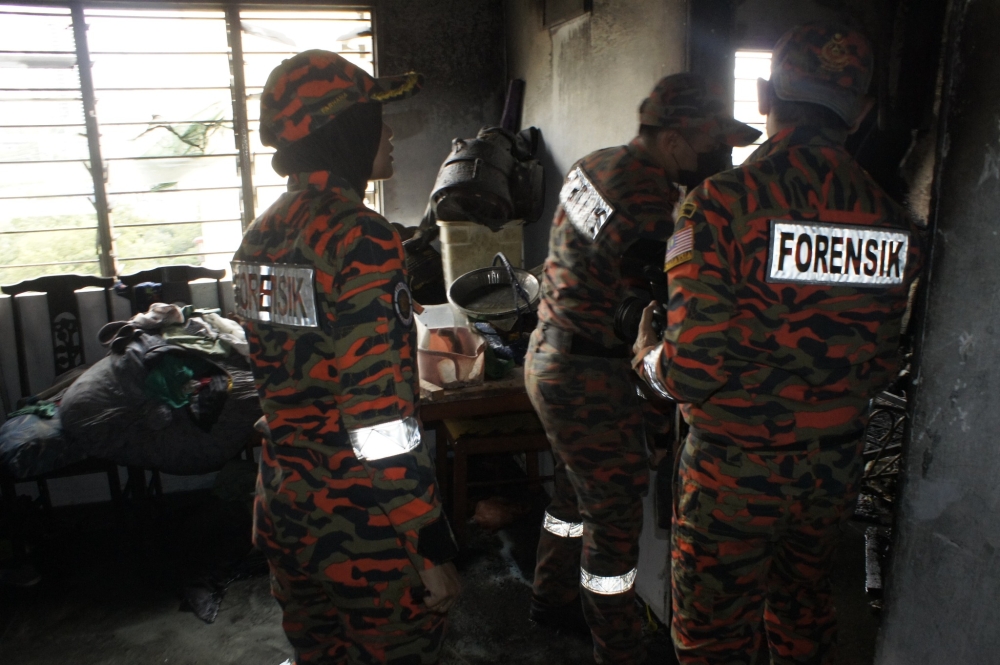 The fire department found the charred remains of a four-year-old boy in a room on the 10th floor of a flat in Kampung Muhibbah, Kuala Lumpur on March 1, 2026. — Picture from Facebook/Bomba Kuala Lumpur