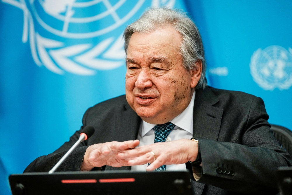 UN Secretary-General Antonio Guterres highlights gender equality as the strongest driver of sustainable development and peace on International Women’s Day. — Reuters pic 