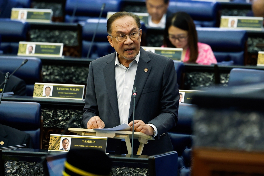 Prime Minister Datuk Seri Anwar Ibrahim used this morning’s parliamentary session to denounce the United States and Israel’s military strikes on Iran, calling them a blatant breach of international law and reiterating his demand for an immediate ceasefire. — Bernama pic 