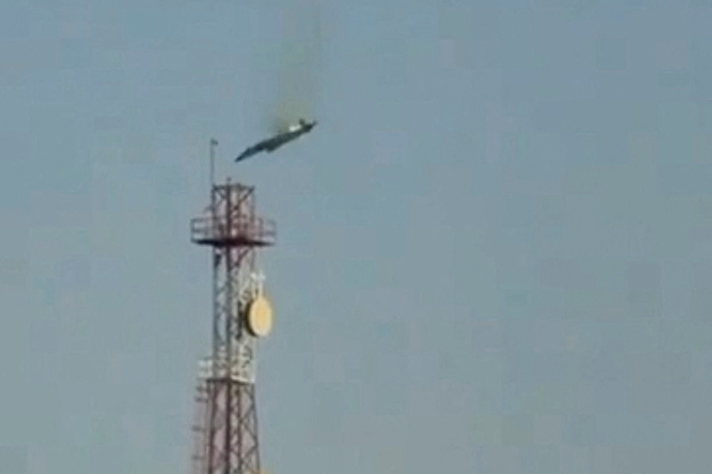 A burning aircraft falls from the sky in Al Jahra, Kuwait, in this still image obtained from social media video released on March 2, 2026. — Social media pic via Reuters