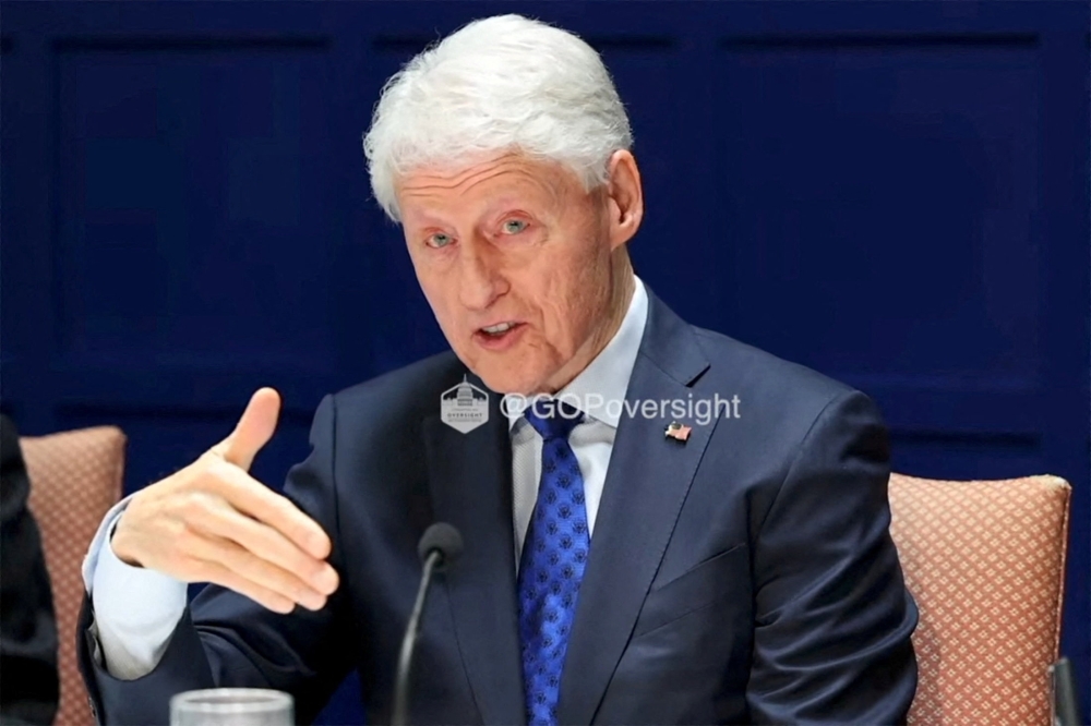 Former US president Bill Clinton testifies behind closed doors to a congressional panel about his ties to the late sex offender Jeffrey Epstein, in a still image from video taken in New York February 27, 2026. — GOP Oversight/Handout via Reuters