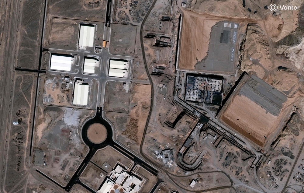 This handout satellite image courtesy of Vantor taken on September 16, 2002 and released on March 2, 2026 shows a view of the Natanz nuclear complex facility under construction with the vehicle ramp and personnel entrances visible near Natanz, Isfahan province, Iran. The Israeli military said yesterday that it struck an underground nuclear site in Iran where it alleged scientists were ‘covertly’ developing a key component for nuclear weapons. — Vantor handout/AFP pic 