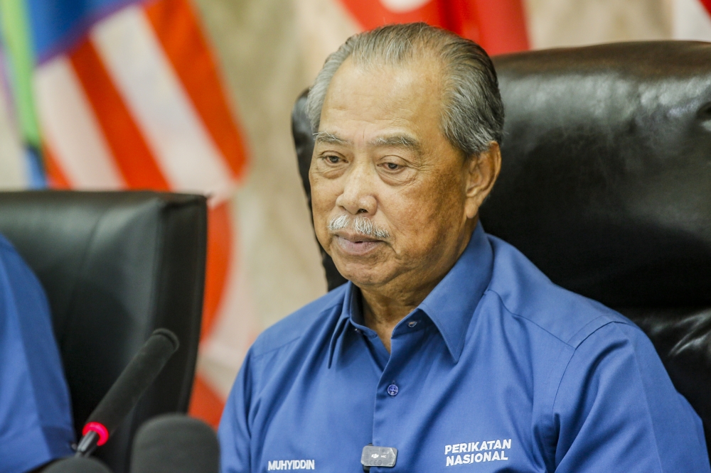Bersatu president Tan Sri Muhyiddin Yassin reportedly said he would oppose any attempt by former deputy Datuk Seri Hamzah Zainudin to join Perikatan Nasional with his new party, citing a loss of trust. — File picture by Hari Anggara.