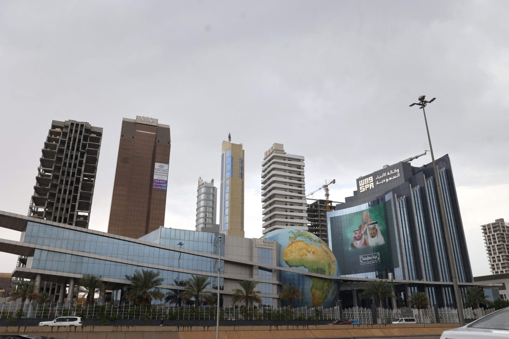 A picture taken March 3, 2026 shows skyscrapers along the King Fahad main street in the Saudi capital Riyadh. The Saudi defence ministry said two cruise missiles were intercepted today over an area south of the capital Riyadh. — AFP pic 