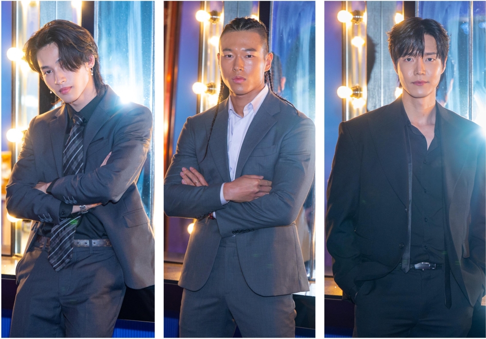 International stars Thailand’s Ninja (left), Korea’s Seok Hyun-jun, and Ha Ju-young (right) described filming the Malaysian film ‘Tiket Sehala – Dibunuh atau Membunuh’ as a memorable experience. — Picture courtesy of Key Billions