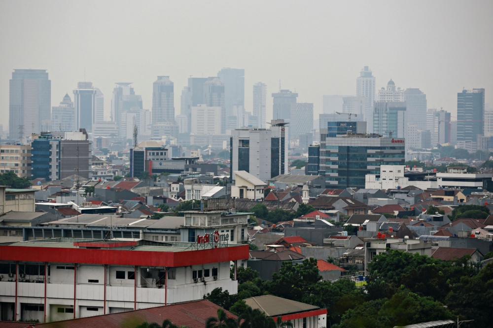 A general view of the city skyline of Jakarta October 30, 2021. Multiple Indonesian local media reported today that Fitch Ratings has downgraded Indonesia’s sovereign credit rating outlook to negative from stable. — Reuters pic