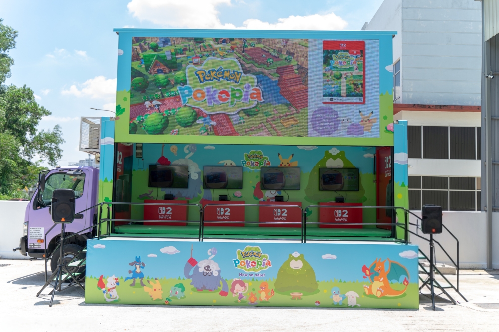 The Pokémon Pokopia Truck, a 20-foot LED pop-up gaming station featuring Nintendo Switch 2 consoles, will tour Klang Valley malls from March 5 to June 4, giving fans a chance to try the new game in person. — Picture courtesy of The Pokémon Company