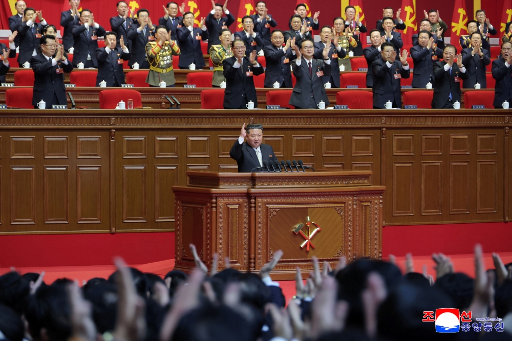 North Korean leader Kim Jong Un acknowledges applause during the Ninth Congress of the Workers’ Party of Korea (WPK) in Pyongyang, North Korea, in this undated picture released February 26, 2026 by North Korea’s official Korean Central News Agency. — KCNA pic via  Reuters 