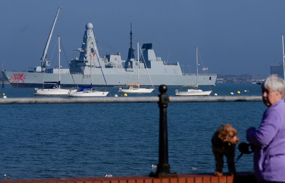 The HMS Dragon during ammunitioning operations at Upper Harbour Ammunitioning Facility (UHAF) in Portsmouth Harbour, after British Prime Minister Keir Starmer announced that Britain would deploy the naval vessel, along with helicopters equipped with counter-drone capabilities, to the eastern Mediterranean as the conflict in the Middle East intensifies, in Portsmouth, Britain, March 4, 2026. — Reuters pic 