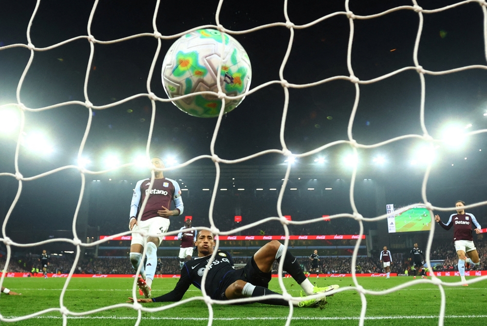 Chelsea’s Joao Pedro scores their first goal against Aston Villa at Birmingham, March 4, 2026. — Action Images pic via Reuters