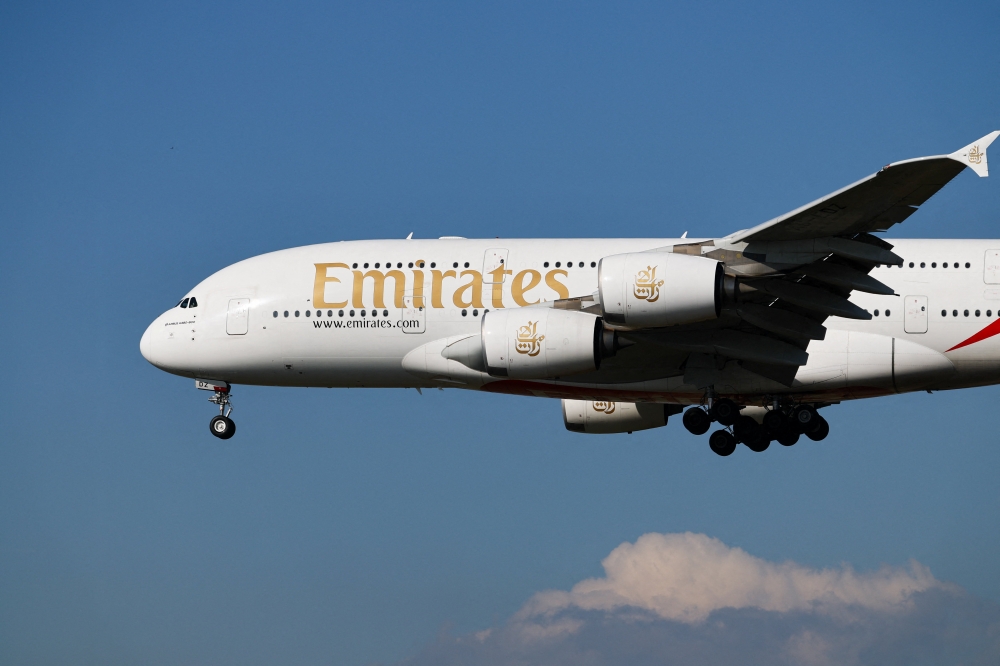 According to CNA, Emirates flight EK314 departed Dubai at 9pm local time on Wednesday and touched down just after 8.15am Thursday. — Reuters pic 