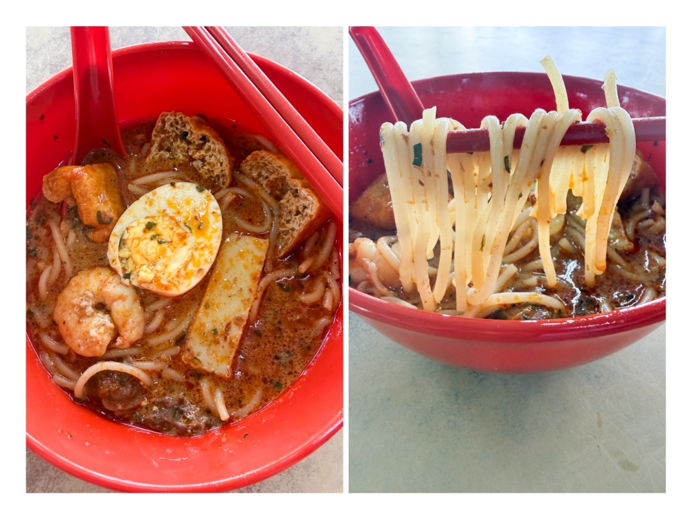 With less ‘santan’ the laksa is healthier and not overly rich (left). Thick, smooth rice noodles sourced from Singapore to maintain the same flavour (right). — Pictures by Lee Khang Yi