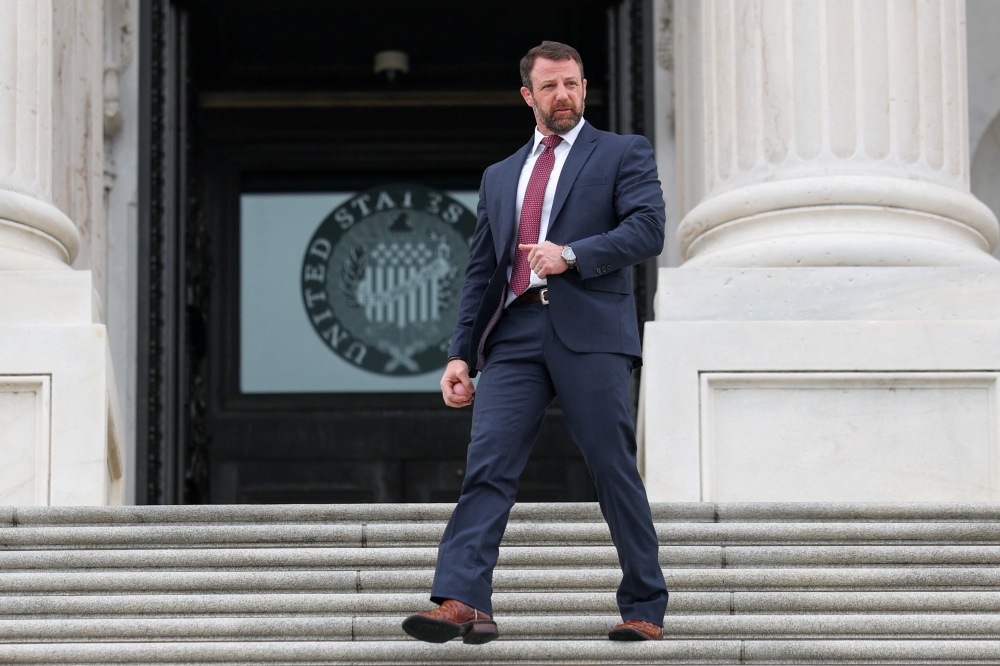 US Senator Markwayne Mullin (R-OK), tapped by US President Donald Trump to replace US Homeland Security Secretary Kristi Noem, departs after a vote in the US Senate on funding for DHS, on Capitol Hill in Washington, D.C. March 5, 2026. — Reuters pic 
