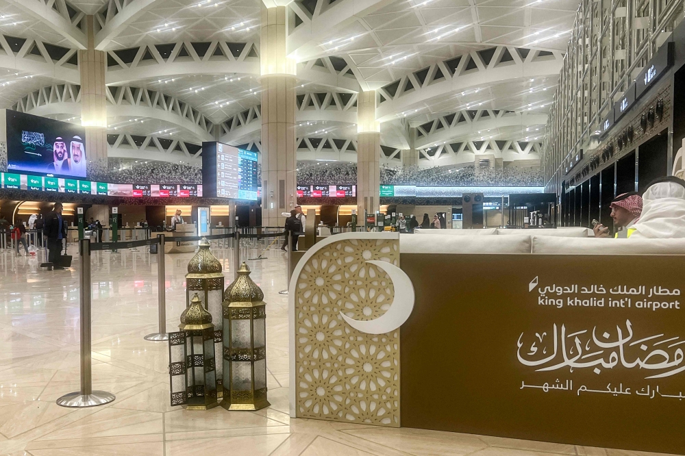 The empty terminal at King Khalid International Airport in Riyadh is pictured on March 1, 2026. The Malaysian Embassy in Riyadh has advised Malaysians residing in Riyadh and eastern Saudi Arabia, as well as holders of the ‘Iqamah’ (Resident ID), to review their employment contract terms and obtain approval from their employers before joining the Malaysian government’s evacuation process. — AFP pic 