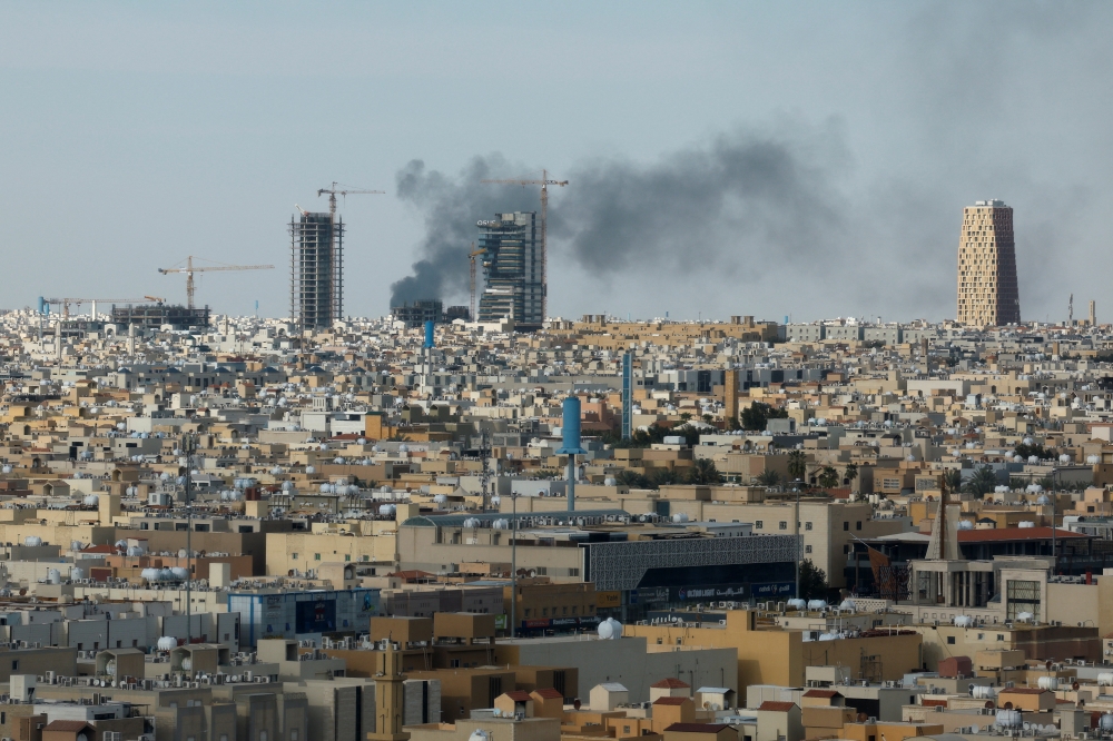 Smoke rises above the city, amid the US-Israeli conflict with Iran, in Riyadh March 5, 2026. — Reuters pic 