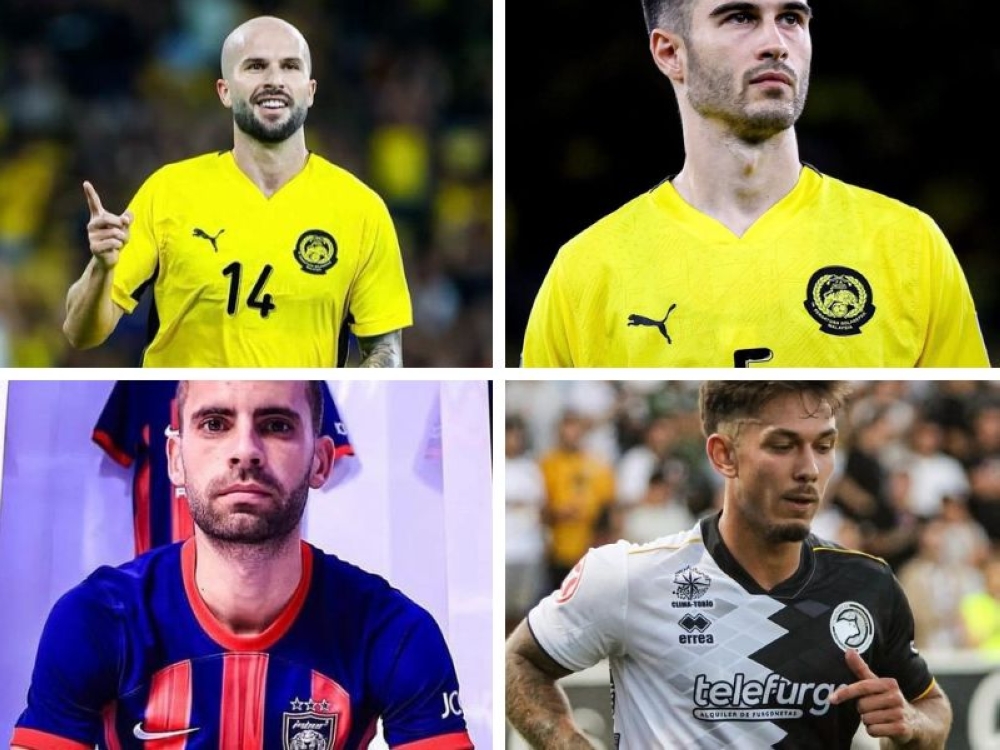 The four M-League footballers banned from playing in official matches for 12 months following the Court of Arbitration for Sport (CAS) ruling about Malaysia’s heritage players are Joao Figueiredo (top left), Jon Irazabal (top right), Hector Hevel (bottom left), and Gabriel Palmero (bottom right). — Pictures from Instagram/joaofigueiredo/irazabal3/h.serrano13/gabriel.frch