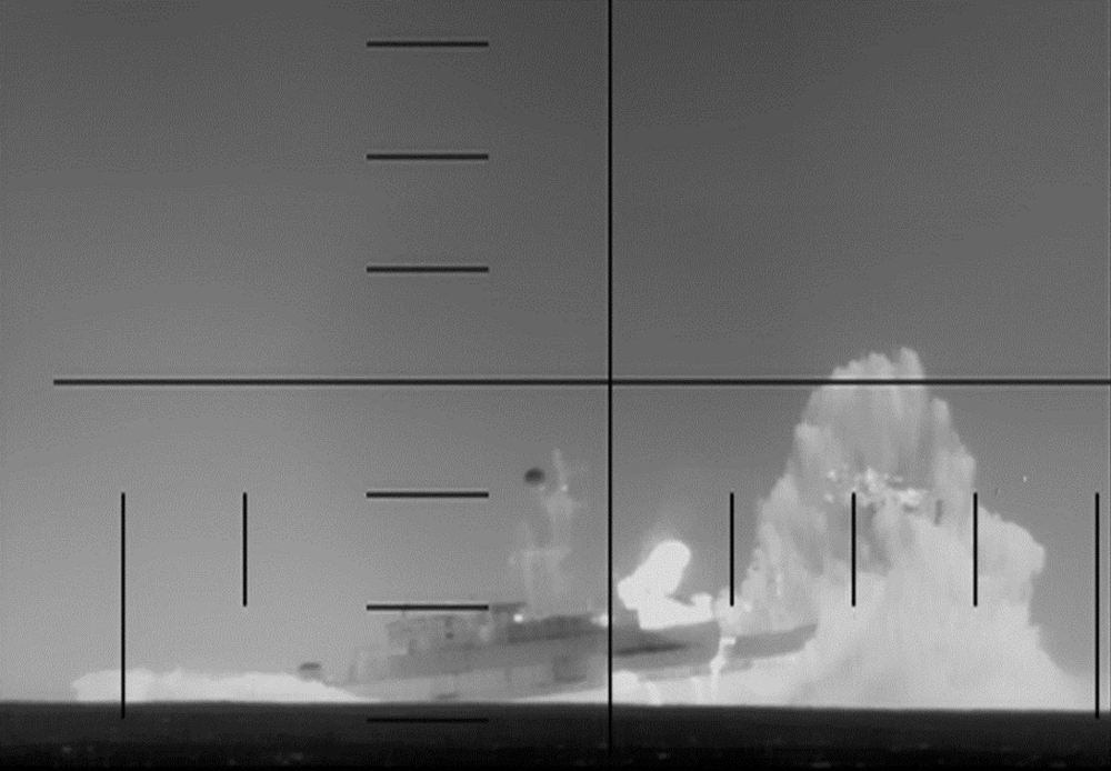 This frame grab from a video released by the US Department of Defense on March 4, 2026, shows what the Department of Defense says is periscope footage of a US Navy submarine firing on and sinking an Iranian warship in the Indian Ocean. — US Department of Defense handout pic via AFP