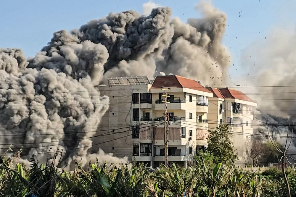 Smoke rises from the site of an Israeli airstrike that targeted an area in the southern costal city of Tyre in Lebanon March 7, 2026. — AFP pic
