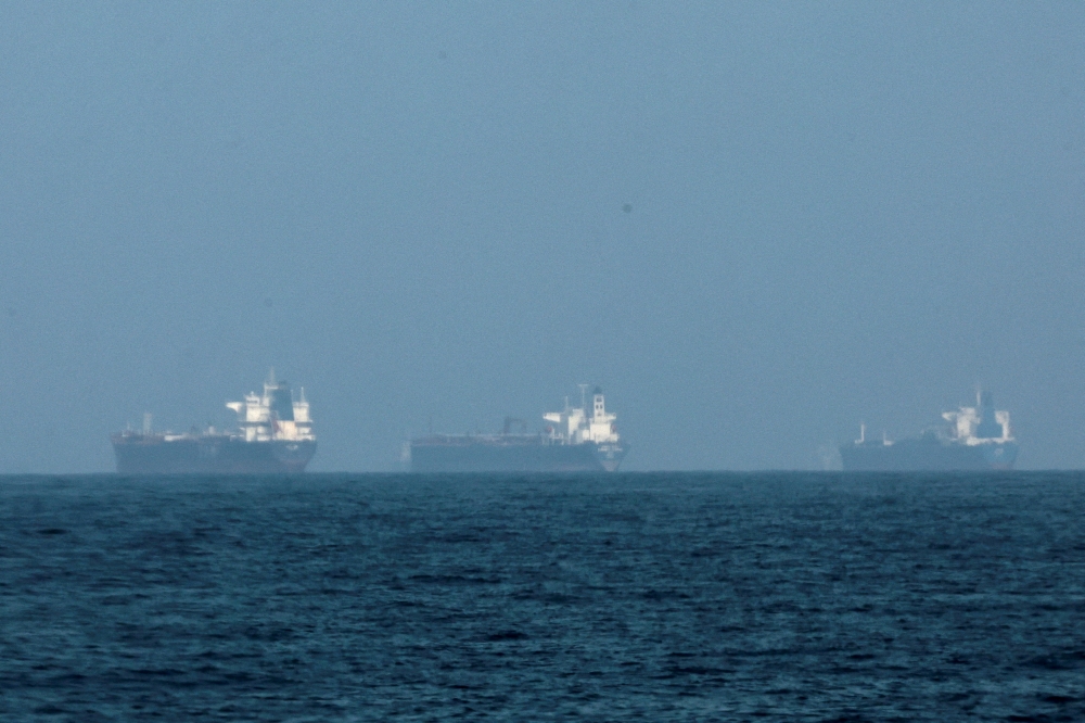 Tankers are seen off the coast of Fujairah, United Arab Emirates on March 3, 2026. — Reuters pic