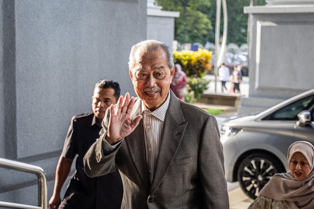 Former prime minister Tan Sri Muhyiddin Yassin at the Kuala Lumpur Court Complex, in Kuala Lumpur, March 9, 2026. In his trial today, Muhyiddin is alleged to have abused his power to get RM225.3 million in bribes for his party Parti Pribumi Bersatu and also alleged to have laundered money via RM200 million entering Bersatu’s bank accounts. — Picture by Firdaus Latif