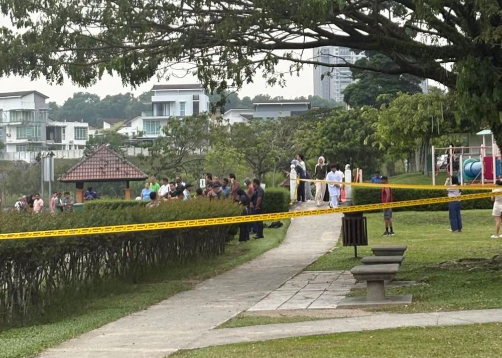 An Indonesian woman believed to have been trying to escape embassy officers died after falling into a lake at Taman Tasik Lake Valley on Monday. — Picture from X/@Negori09