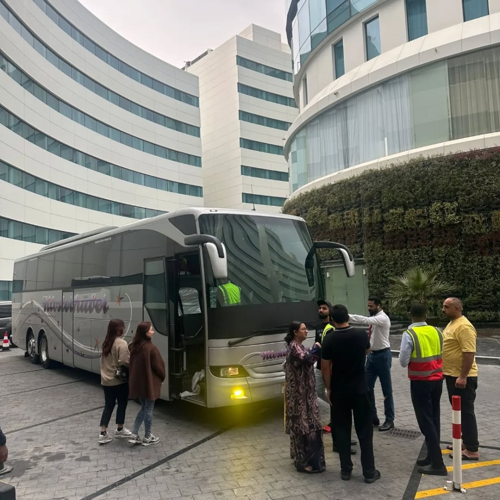 The Embassy of Malaysia in Doha facilitated the movement of Malaysians stranded in Qatar to Jeddah by bus as part of the evacuation arrangements on Monday. — Picture via Facebook/Malaysian Embassy Doha