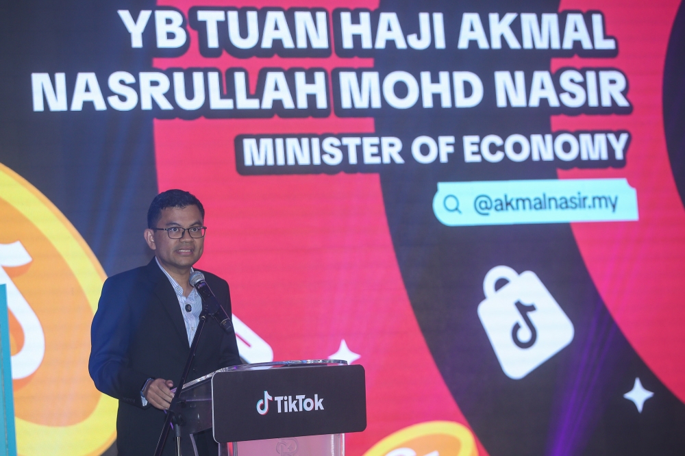 Economy Minister Akmal Nasrullah Mohd Nasir speaks during the TikTok Socioeconomic Impact Report 2025 in Kuala Lumpur March 10, 2026. — Picture by Yusof Isa
