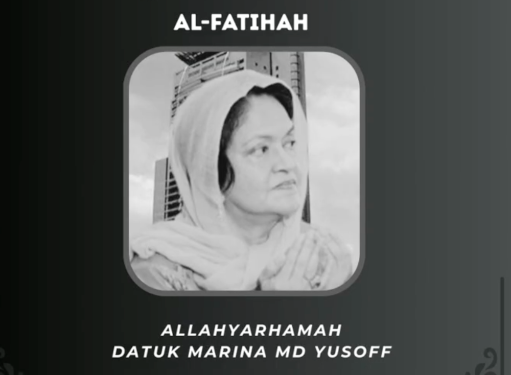 Former PKR vice-president and Umno activist Datuk Marina Yusoff has died at the age of 84. She passed away at a private hospital in Kuala Lumpur at 5.16pm yesterday due to old age. — Screengrab from X/Bernama 
