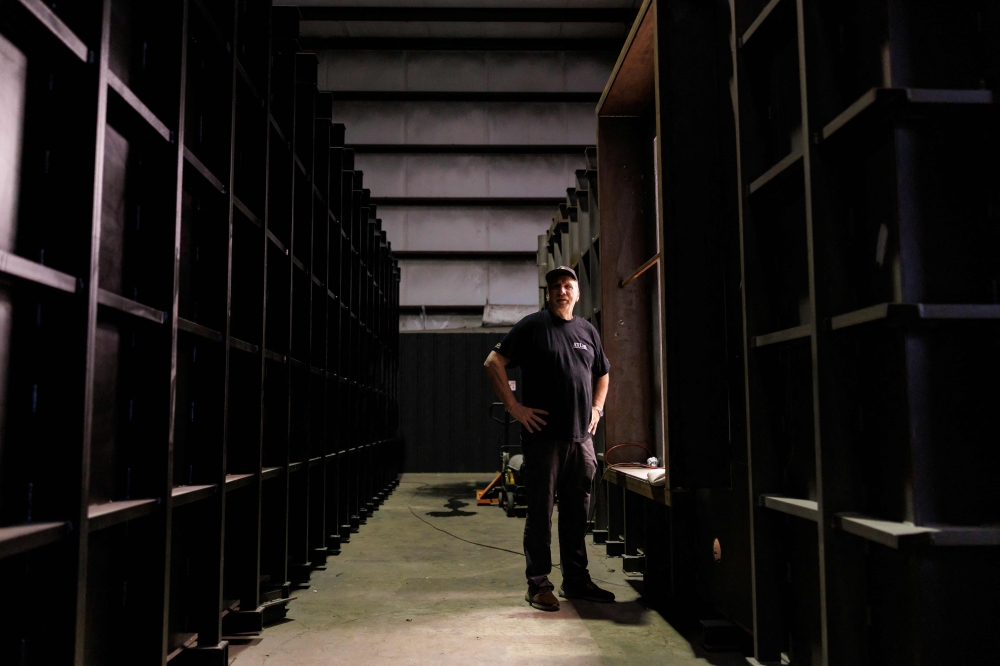 Ron Hubbard looks through a survival shelter at the Atlas Survival Shelters factory in Sulphur Springs, Texas on March 7, 2026. — AFP pic