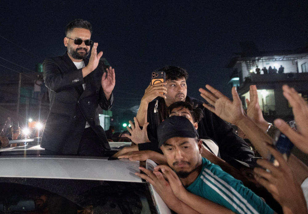Balendra Shah, a rapper-turned-politician and former mayor of Kathmandu, is poised to become Nepal’s next prime minister after his party’s landslide election victory. — Reuters pic