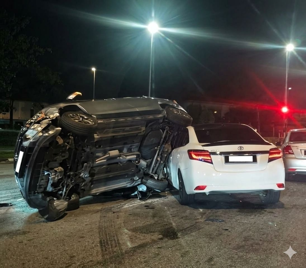 Acting Sibu police chief Supt Boniface Bajai said the suspect was detained following the accident, which occurred at about 9.55pm yesterday. — Picture via Facebook/Sibu Terkini