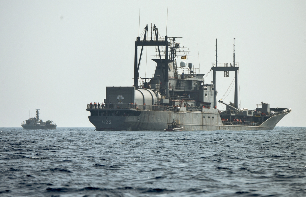 A Sri Lanka Navy vessel approaches an Iranian vessel during a rescue operation, a day after the crew of a distressed Iranian military ship, IRIS Dena were assisted in waters south of Sri Lanka, off the coast of Colombo, Sri Lanka in this file picture dated March 5, 2026. — Sri Lanka Navy handout pic via Reuters 