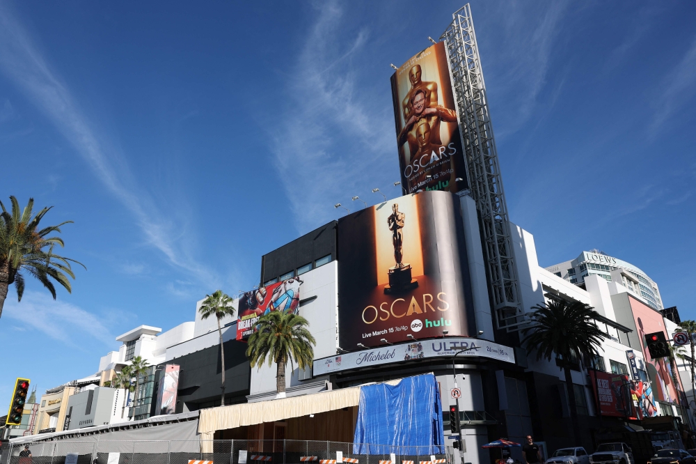 Host US comedian Conan O'Brien is featured on an Oscars billboard outside the Dolby Theatre ahead of the 98th Annual Academy Awards in Hollywood, California, on March 13, 2026. — AFP pic