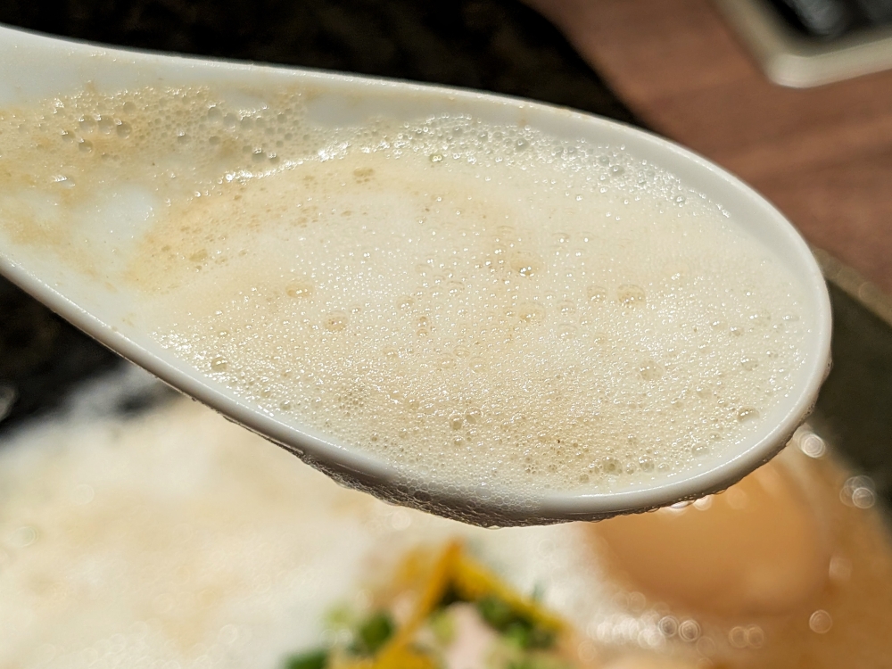Each bowl of ramen is topped with a 'cappuccino' foam that changes the texture of the broth into something light and frothy — just like drinking a cup of cappuccino. — Picture by Ethan Lau