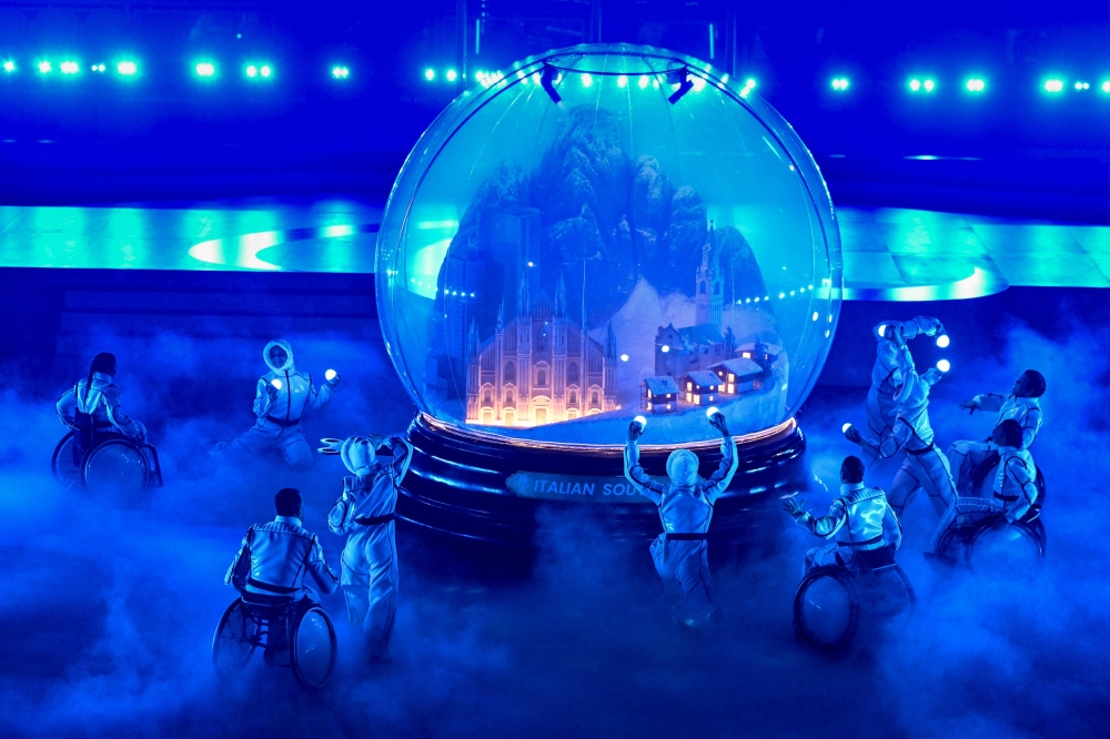 Performers take part in the Milano Cortina 2026 Winter Paralympic Games closing ceremony at the Olympic Ice Stadium in Cortina d'Ampezzo, on March 15, 2026.  — AFP pic