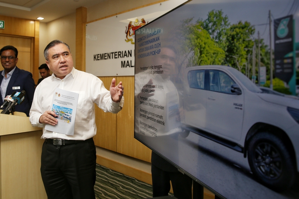 Transport Minister Anthony Loke speaks at a press conference on the regulation and oversight of pick‑up trucks at the Ministry of Transport in Putrajaya, March 16, 2026. — Picture by Choo Choy May
