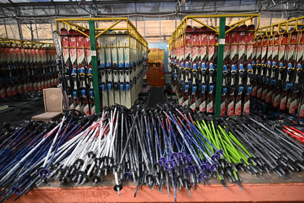 The ski rental warehouse of the Lianhuashan Ski Resort on the outskirts of Beijing. China's snow-related equipment sales have surged almost fourfold since 2015, but interest has levelled off since the Beijing Winter Olympic Games in 2022 and a post-Covid boom. — AFP pic