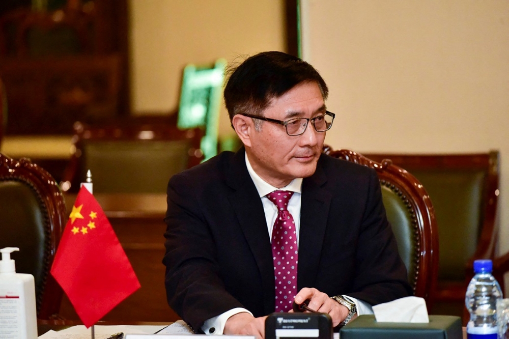 China sent special envoy Yue Xiaoyong to mediate the border tensions between Afghanistan and Pakistan, where it has invested billions of dollars in infrastructure projects for its transnational Belt and Road scheme. — Handout picture by Pakistan’s Ministry of Foreign Affairs via AFP