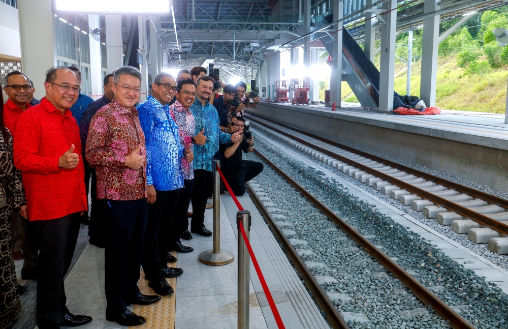 Finance Minister II Senator Datuk Seri Amir Hamzah Azizan conducts a site visit of the ECRL track construction from Kota Bharu to Gombak on March 16, 2026. — Bernama pic