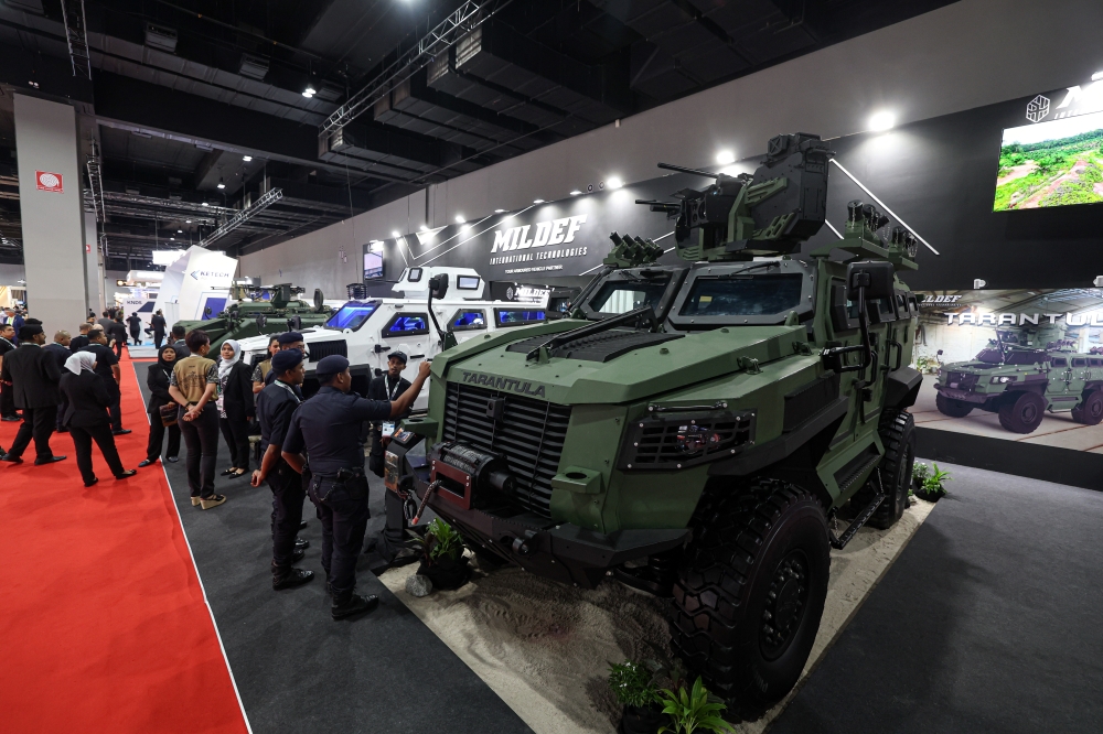 Military trucks on display at the Asia Defence Services Exhibition and National Security Exhibition Asia 2024 at Mitec, May 8, 2024. — Bernama file pic