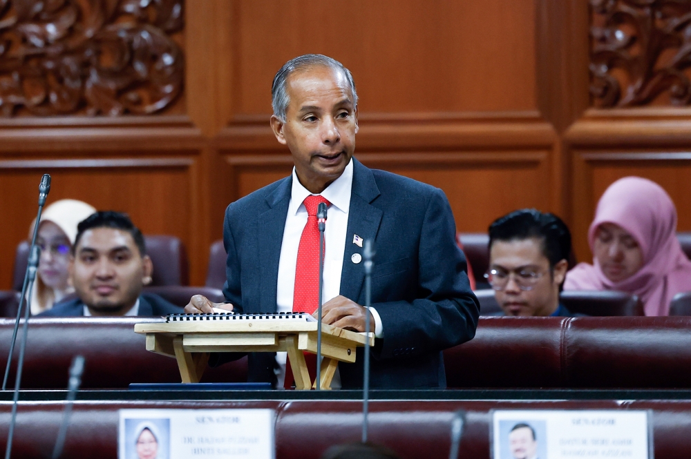Deputy Minister in the Prime Minister's Department (Law and Institutional Reform) M. Kulasegaran speaks at the Dewan Negara in Kuala Lumpur on December 11, 2024. — Bernama pic