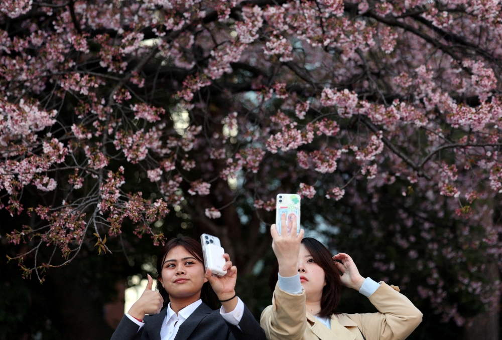 Chinese visitors to Japan tumbled 45.2 per cent in February from a year earlier. — Reuters pic